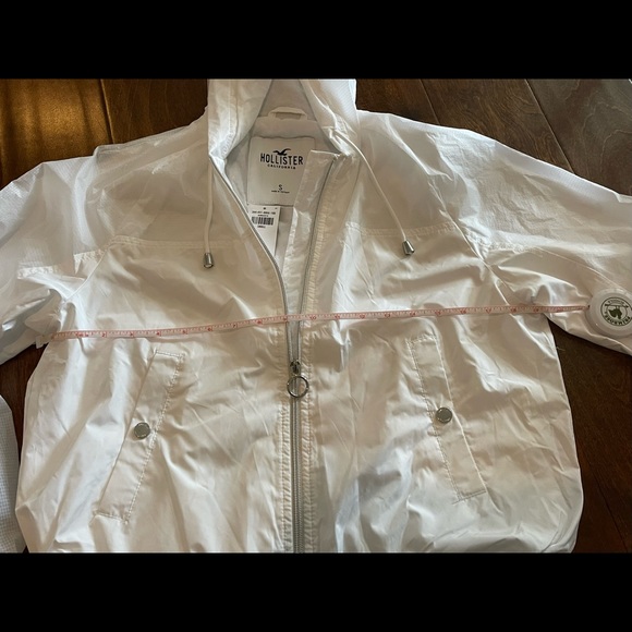 NWT Hollister White Windbreaker Hooded Full Zip jacket, fleece lined, si… - Picture 5 of 9